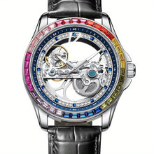 Load image into Gallery viewer, Men&#39;s Hollow Fashion Colorful Rhinestone Studded Round Waterproof Mechanical Watch

