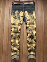 Load image into Gallery viewer, Men&#39;s Casual Mid Waist Denim Jeans, Straight Leg, Non-Stretch Fabric, All-Season, Loose Fit, Washed Tie Dye Pattern, Woven Weave - Regular Length
