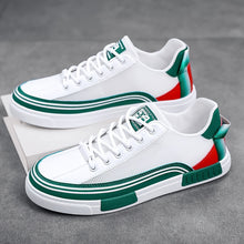 Load image into Gallery viewer, Men&#39;s  Shoes - Breathable Sneakers with Non-Slip Rubber Sole, Lace-Up Closure - White/Green/Red Color Block design , Streetwear, Gym, Campus - All-Season Lightweight Shoes for Men, Outdoor Walking.
