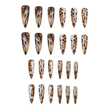 Load image into Gallery viewer, 24pcs Chic Long Almond-Shaped Press-On Nails, Glossy Leopard Print Design, Easy Application Fake Nail Set, Fashionable Nail Art for Women
