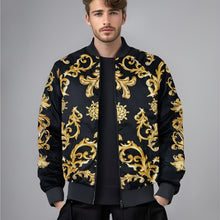 Load image into Gallery viewer, Men&#39;s White Floral Print Jacket - Casual Polyester Long Sleeve Baseball Collar Zip-Up Outerwear

