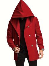 Load image into Gallery viewer, Men&#39;s Slim-Fit Mid-Length Windbreaker Coat with Hood - Heavy-Duty Shell, Full-Zip Closure &amp; Button-Front Closure.
