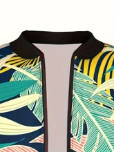 Load image into Gallery viewer, Men&#39;s Lightweight Tropical Leaf Print Bomber Jacket - Machine Washable
