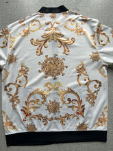 Load image into Gallery viewer, Men&#39;s White Floral Print Jacket - Casual Polyester Long Sleeve Baseball Collar Zip-Up Outerwear
