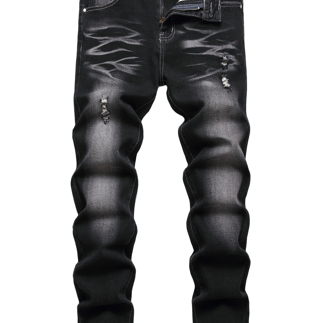 Men's Slim Fit Jeans Stretch Ripped Skinny Jeans For Men, Fashion Straight Leg Comfort Flex Waist Casual