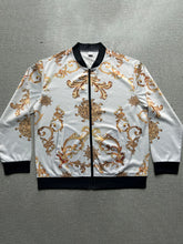 Load image into Gallery viewer, Men&#39;s White Floral Print Jacket - Casual Polyester Long Sleeve Baseball Collar Zip-Up Outerwear
