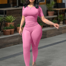 Load image into Gallery viewer, Women&#39;s Ribbed Short Sleeve 2 Piece Outfit

