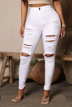 Load image into Gallery viewer, Women's High Waist Black Ripped Jeans
