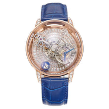 Load image into Gallery viewer, J CO Style Men&#39;s Luxury Astronomical Skeleton Sports Business Watch Diamond Accents Vintage 20mm Leather Rubber Strap Pointer Dial Display Charm
