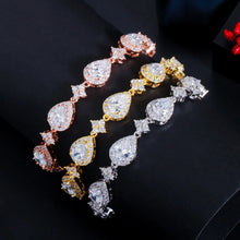 Load image into Gallery viewer, Classic 18K Gold Plated Women 's  Pear Shape Brass Cubic Zirconia Bracelet
