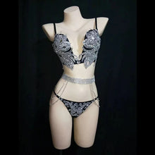 Load image into Gallery viewer, Gold Silver Rhinestones Bikini Set
