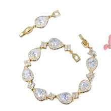 Load image into Gallery viewer, Classic 18K Gold Plated Women 's  Pear Shape Brass Cubic Zirconia Bracelet
