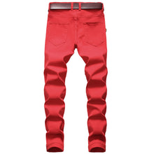 Load image into Gallery viewer, Men's High Hip Hop Utility Medium Washed Mid Waist Straight Breathable Cotton  Jeans
