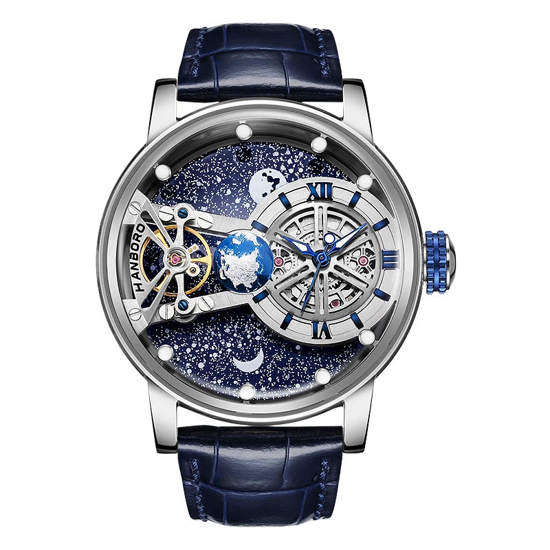 Celestial Series Men's Luxury Fully Automatic Steel Band Watch Waterproof Lightweight Glass Pointer Flywheel Gentleman Fashion