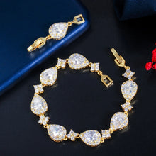 Load image into Gallery viewer, Classic 18K Gold Plated Women 's  Pear Shape Brass Cubic Zirconia Bracelet
