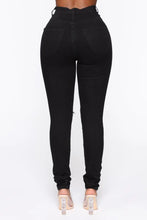 Load image into Gallery viewer, Women's High Waist Black Ripped Jeans
