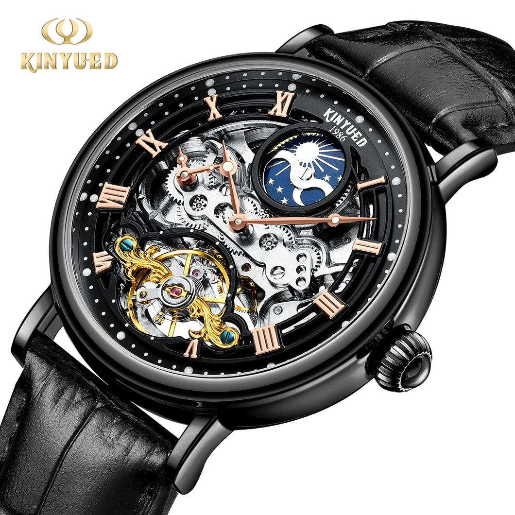 Luxury Leather Strap Watch Tourbillon Alloy Waterproof Men's Watch