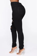Load image into Gallery viewer, Women's High Waist Black Ripped Jeans
