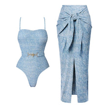Load image into Gallery viewer, Denim Print Swimwear &amp; Outfits

