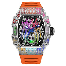 Load image into Gallery viewer, Men&#39;s Automatic Watch Tonneau Luxury Mechanical Wristwatch 5Bar Waterproof Skeleton Crystal Spider Dial &amp; Bezel
