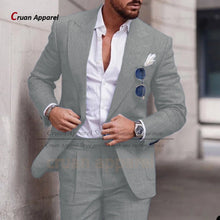 Load image into Gallery viewer, Men's Suit Set For Male Casual Party Fashion Blazer Pants 2Pieces Wedding Groomsman Formal Peaked Lapel Outfits
