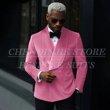 Load image into Gallery viewer, Luxury Men's Suits Velvet Double Breasted Shawl Lapel Slim Fit 2 Piece
