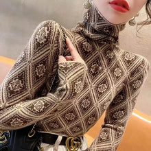 Load image into Gallery viewer, Women's Turtleneck Argyle Knit
