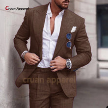 Load image into Gallery viewer, Men's Suit Set For Male Casual Party Fashion Blazer Pants 2Pieces Wedding Groomsman Formal Peaked Lapel Outfits
