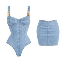 Load image into Gallery viewer, Denim Print Swimwear &amp; Outfits
