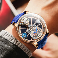 Load image into Gallery viewer, Celestial Men's Watch Transparent Case Design Men's Leather Quartz Watch Time Adjustment Waterproof
