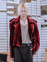 Load image into Gallery viewer, Mauroicardi Short Soft Velvet Moto &amp; Biker Jacket Men Zipper Elegant Chic Stylish Luxury Designer Emo Clothes
