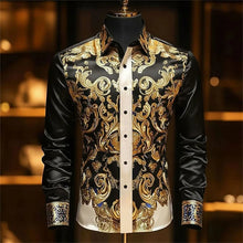 Load image into Gallery viewer, Luxury 3D Printed Long-Sleeve Men's Shirt, Baroque Gold Pattern Slim Fit Dress Shirt
