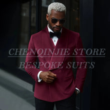 Load image into Gallery viewer, Luxury Men's Suits Velvet Double Breasted Shawl Lapel Slim Fit 2 Piece
