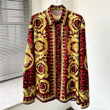Load image into Gallery viewer, Men's Shirt Black Gold Baroque Medusa Long Sleeve Shirt
