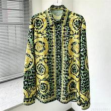 Load image into Gallery viewer, Men's Shirt Black Gold Baroque Medusa Long Sleeve Shirt
