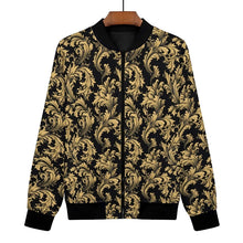 Load image into Gallery viewer, Men's Luxury Baroque Bomber Jacket 3D Printed Gold Graphic
