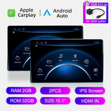 Load image into Gallery viewer, 10.1" HD 1280*800 Android 13 Car Headrest Monitor Tablet For Back Seat Multimedia Apple Carplay Ambient Lights BT SD HDMI-Input
