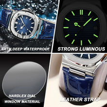 Load image into Gallery viewer, POEDAGAR Top Luxury Square Man Watch Date Waterproof Luminous Men Wristwatch High Quality Leather Men&#39;s Quartz Watch
