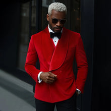 Load image into Gallery viewer, Luxury Men's Suits Velvet Double Breasted Shawl Lapel Slim Fit 2 Piece
