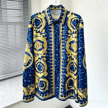Load image into Gallery viewer, Men's Shirt Black Gold Baroque Medusa Long Sleeve Shirt
