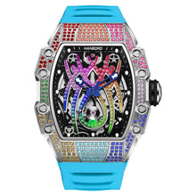 Load image into Gallery viewer, Men&#39;s Automatic Watch Tonneau Luxury Mechanical Wristwatch 5Bar Waterproof Skeleton Crystal Spider Dial &amp; Bezel
