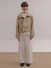 Load image into Gallery viewer, Mauroicardi Khaki Short Trench Coats Man Stand Collar Double Breasted Elegant Chic Luxury Designer Jacket
