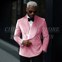 Load image into Gallery viewer, Luxury Men's Suits Velvet Double Breasted Shawl Lapel Slim Fit 2 Piece
