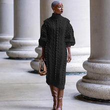 Load image into Gallery viewer, Turtleneck Sweater Dress Ribbed Knitted Stretchy Warm In Multiple Colors
