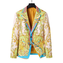 Load image into Gallery viewer, Luxury  Gold Baroque Print Blazer Slim Fit Men Suit Jacket
