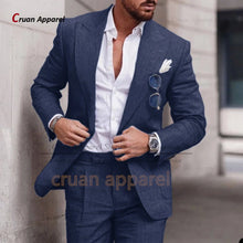 Load image into Gallery viewer, Men's Suit Set For Male Casual Party Fashion Blazer Pants 2Pieces Wedding Groomsman Formal Peaked Lapel Outfits
