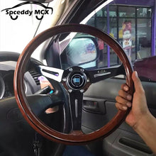 Load image into Gallery viewer, 14inch 350mm Classic Wood Grain Steering Wheel Grade Polished Aircraft Quality Aluminum Car Sports Steering Wheel
