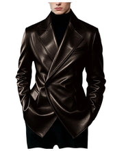 Load image into Gallery viewer, Men's Blazer Slim Fit Faux Leather Suit Jacket
