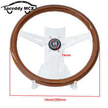 Load image into Gallery viewer, 14inch 350mm Classic Wood Grain Steering Wheel Grade Polished Aircraft Quality Aluminum Car Sports Steering Wheel
