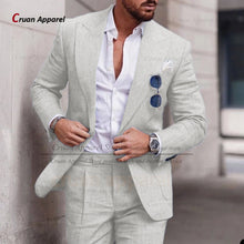 Load image into Gallery viewer, Men's Suit Set For Male Casual Party Fashion Blazer Pants 2Pieces Wedding Groomsman Formal Peaked Lapel Outfits
